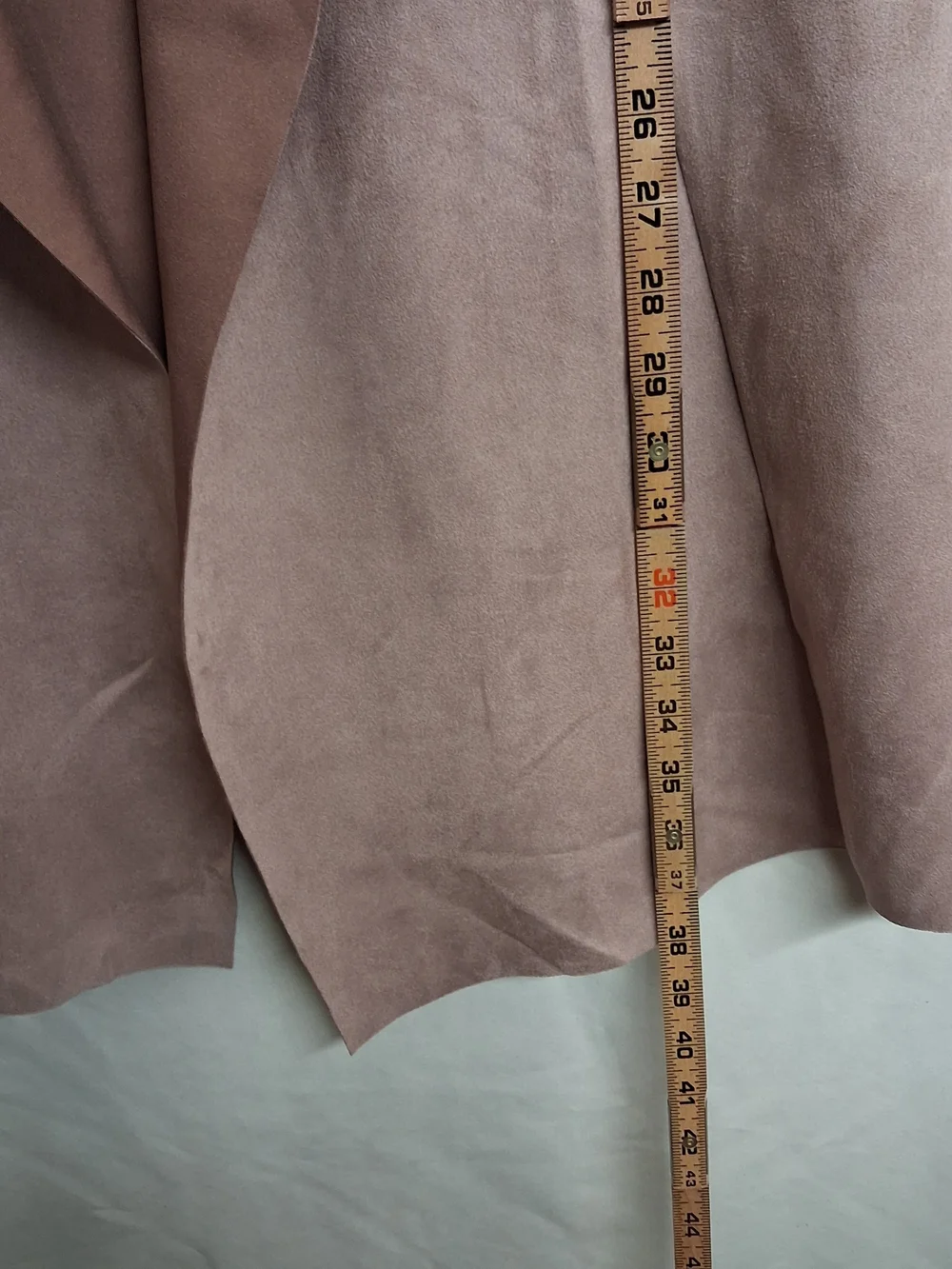 BLVD Faux Suede Shawl Dusty Pink Sleeveless Drape Vest Long Line Cardigan S/M